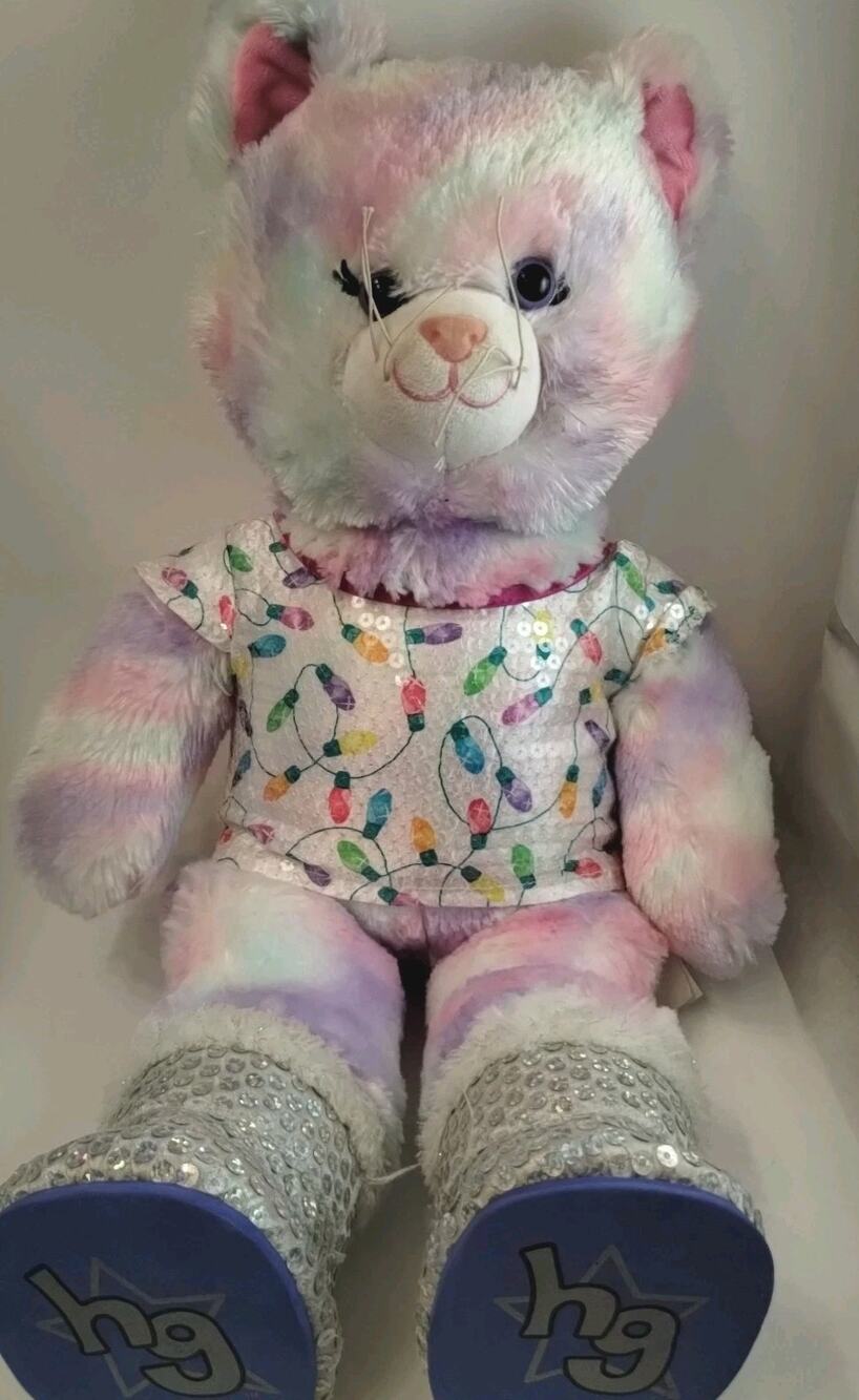 Build A Bear Plush Pastel Swirl Tie-Dye Kitty Cat Pink Purple Blue w/Boots